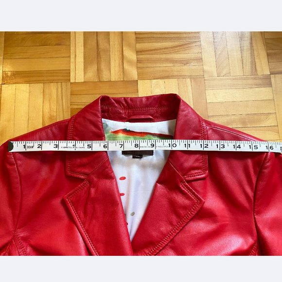 Red Soft Leather Jacket Blazer - Picture 12 of 16